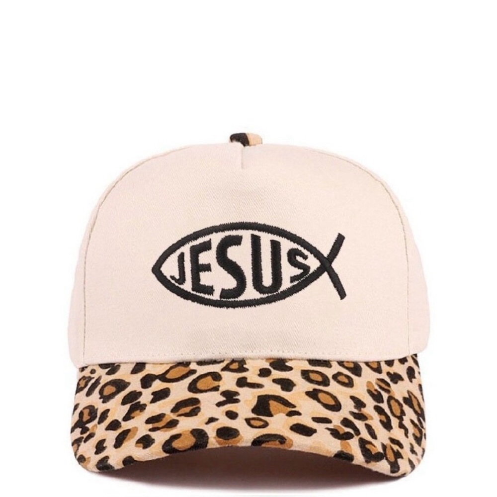 Jesus Fish Symbol & Leopard Print Hat - Picture 3 of 3
